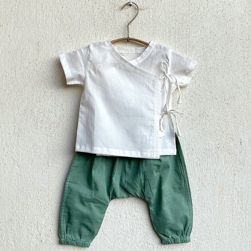WHITEWATER KIDS UNISEX ORGANIC KOI BAG - KOI MINT AND WHITE ANGRAKHA + MINT PANTS
