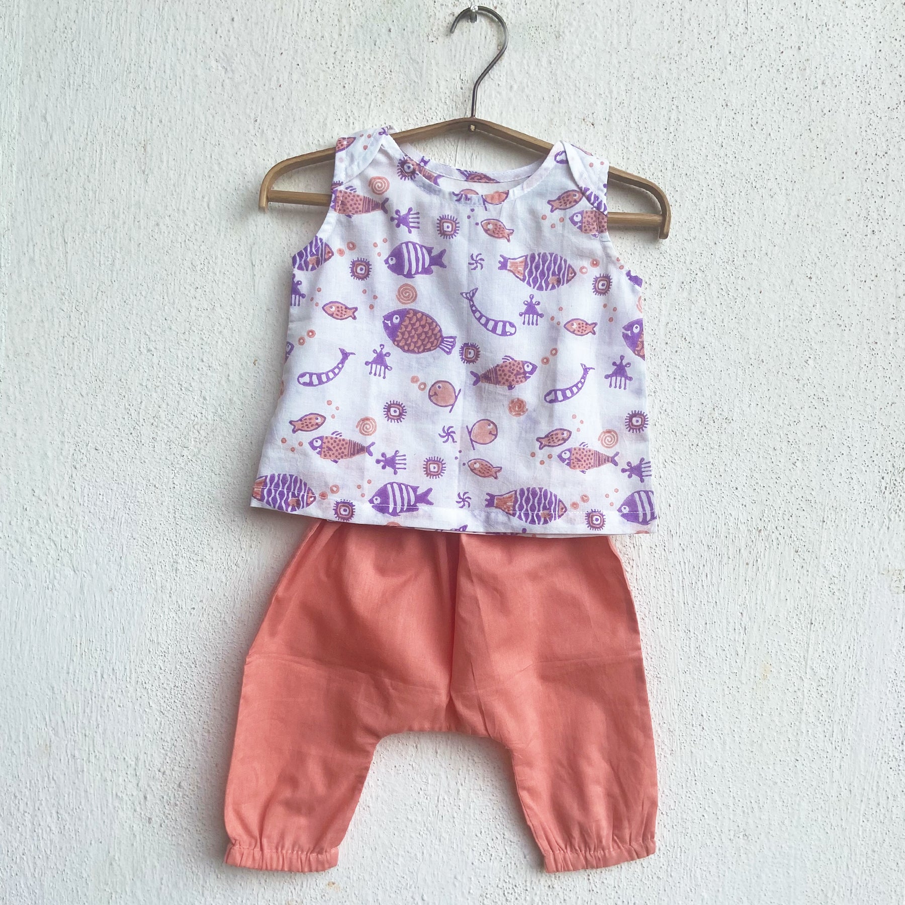 WHITEWATER KIDS UNISEX ORGANIC KOI PEACH JHABLA WITH PEACH PANTS