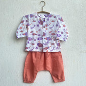 WHITEWATER KIDS UNISEX ORGANIC KOI PEACH PRINT KURTA + PEACH PANTS