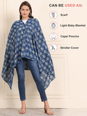 Blue Floral Cotton Nursing Cover