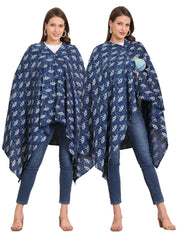 Dark Blue Printed Cotton Nursing Cover