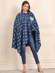 Dark Blue Printed Cotton Nursing Cover