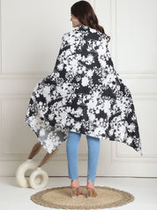 Floral Print Black Rayon Nursing Cover