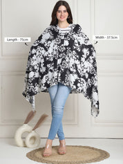Floral Print Black Rayon Nursing Cover