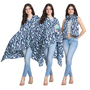 Floral Print Navy Blue Cotton Nursing Cover