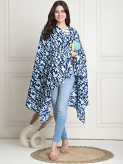Floral Print Navy Blue Cotton Nursing Cover