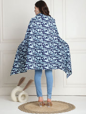 Floral Print Navy Blue Cotton Nursing Cover