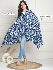 Floral Print Navy Blue Cotton Nursing Cover