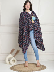 Floral Print Black Cotton Nursing Cover