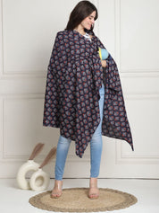 Floral Print Black Cotton Nursing Cover