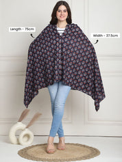 Floral Print Black Cotton Nursing Cover