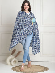Floral Print Blue Cotton Nursing Cover