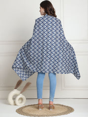 Floral Print Blue Cotton Nursing Cover