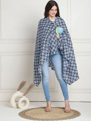 Floral Print Blue Cotton Nursing Cover