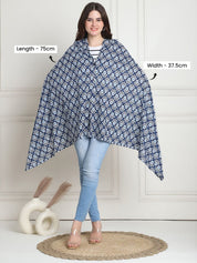 Floral Print Blue Cotton Nursing Cover