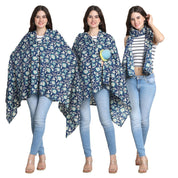 Floral Print Blue Cotton Nursing Cover