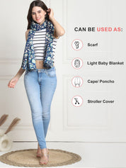 Floral Print Blue Cotton Nursing Cover