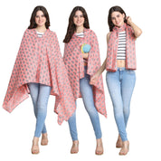 Floral Print Peach Cotton Nursing Cover