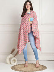 Floral Print Peach Cotton Nursing Cover