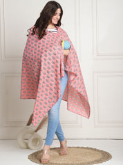 Floral Print Peach Cotton Nursing Cover