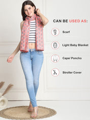 Floral Print Peach Cotton Nursing Cover