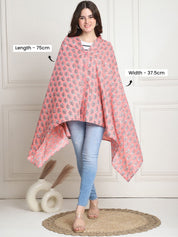 Floral Print Peach Cotton Nursing Cover