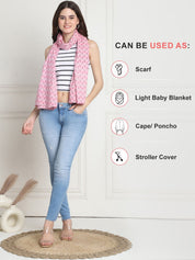 Printed Light Pink Cotton Nursing Cover