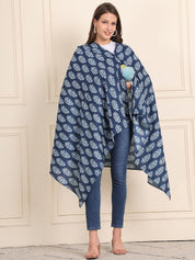 Blue Floral Cotton Nursing Cover