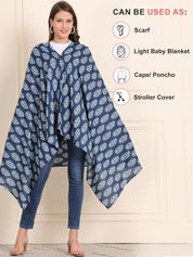 Blue Floral Cotton Nursing Cover