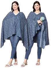 Dark Blue Geometric Cotton Nursing Cover