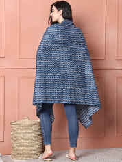 Dark Blue Geometric Cotton Nursing Cover