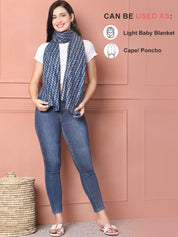 Dark Blue Geometric Cotton Nursing Cover