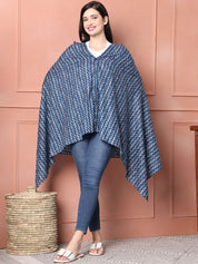 Dark Blue Geometric Cotton Nursing Cover
