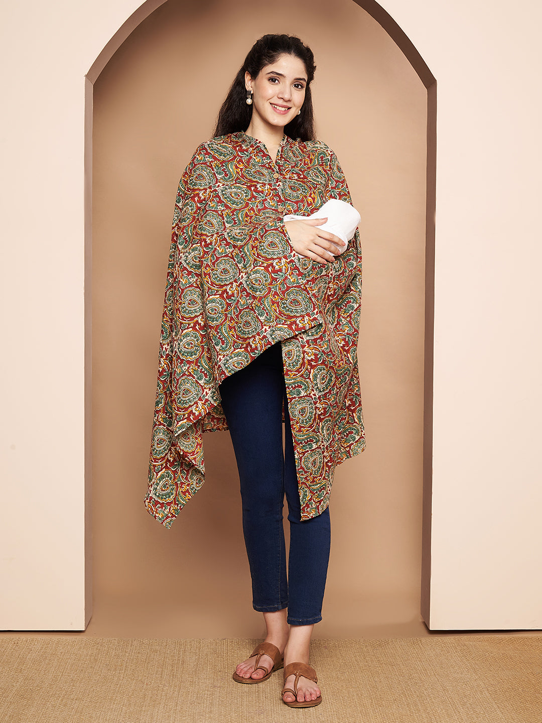 Maroon Paisley Cotton Nursing Cover