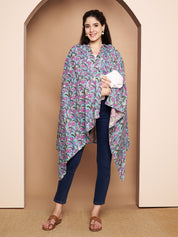 Blue Floral Cotton Nursing Cover