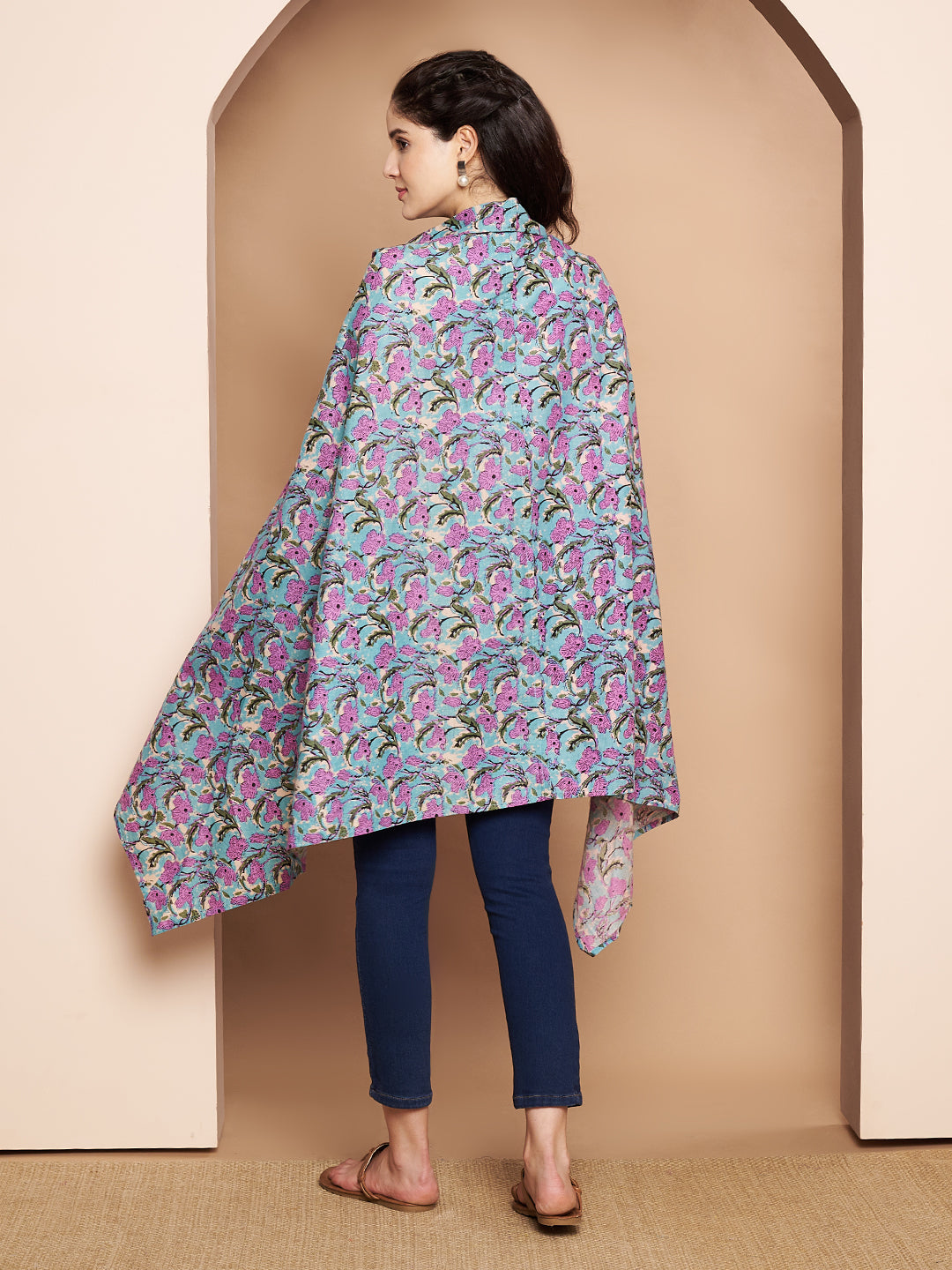 Blue Floral Cotton Nursing Cover