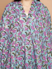 Blue Floral Cotton Nursing Cover