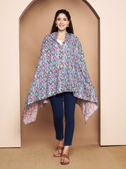 Blue Floral Cotton Nursing Cover