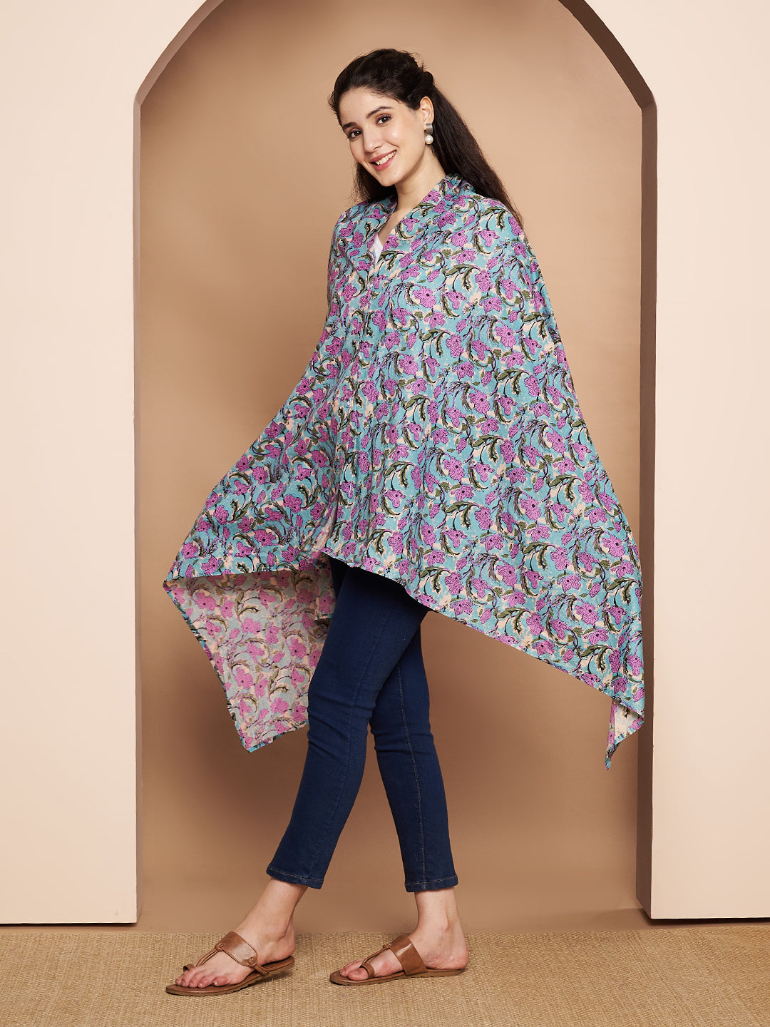 Blue Floral Cotton Nursing Cover