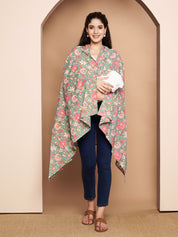 Green Floral Cotton Nursing Cover