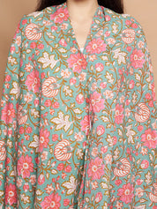 Green Floral Cotton Nursing Cover