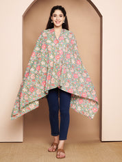 Green Floral Cotton Nursing Cover