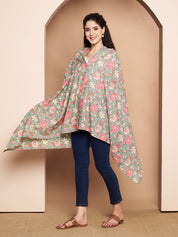 Green Floral Cotton Nursing Cover