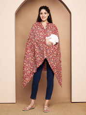 Red Floral Cotton Nursing Cover