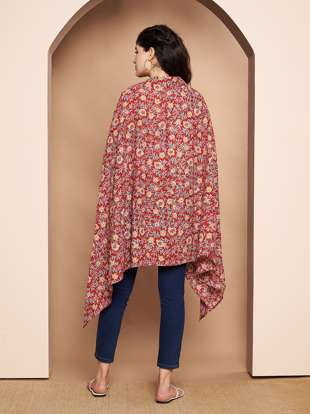 Red Floral Cotton Nursing Cover