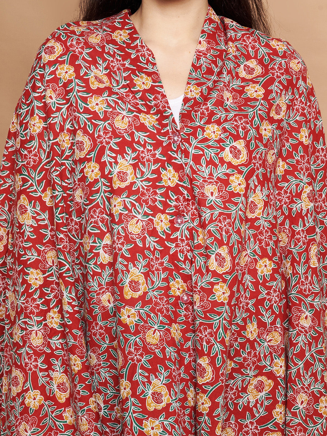Red Floral Cotton Nursing Cover
