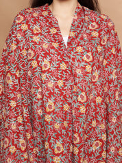 Red Floral Cotton Nursing Cover