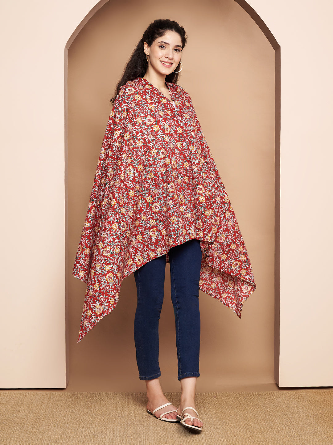 Red Floral Cotton Nursing Cover