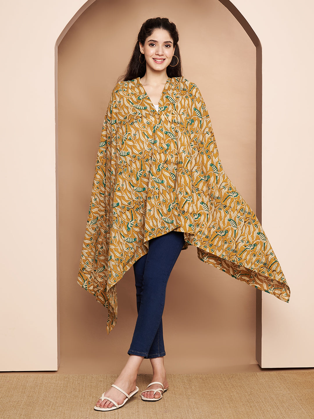 Mustard Floral Cotton Nursing Cover