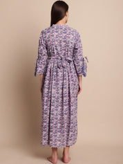 Purple Floral Block Print Maternity Dress